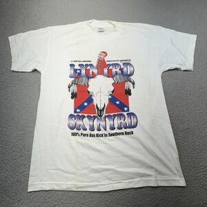 Vintage Lynyrd Skynyrd ZZ Top Shirt Mens Large White Southern Rock Tour 2000 90s